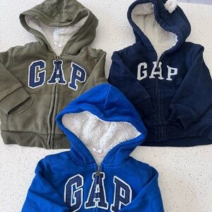 GAP Toddler Boys BUNDLE Zip Up Sherpa Hoodies 12-18 months
